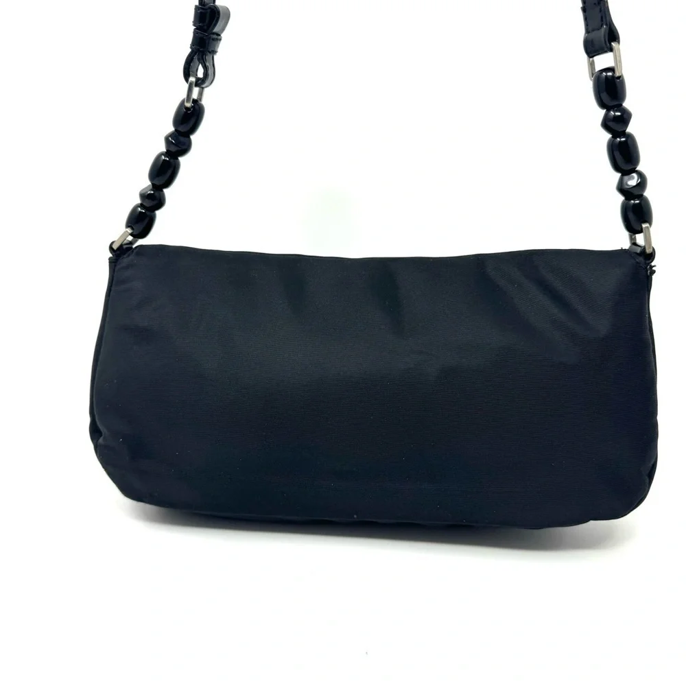 Christian Dior Vintage Black Malice Nylon Bag – Resin Beaded Strap, Galliano Era - Picture 3 of 10